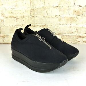 Vagabond Platform Sneakers Womens 38 8 Black Neoprene Casey Sister Zip Techwear